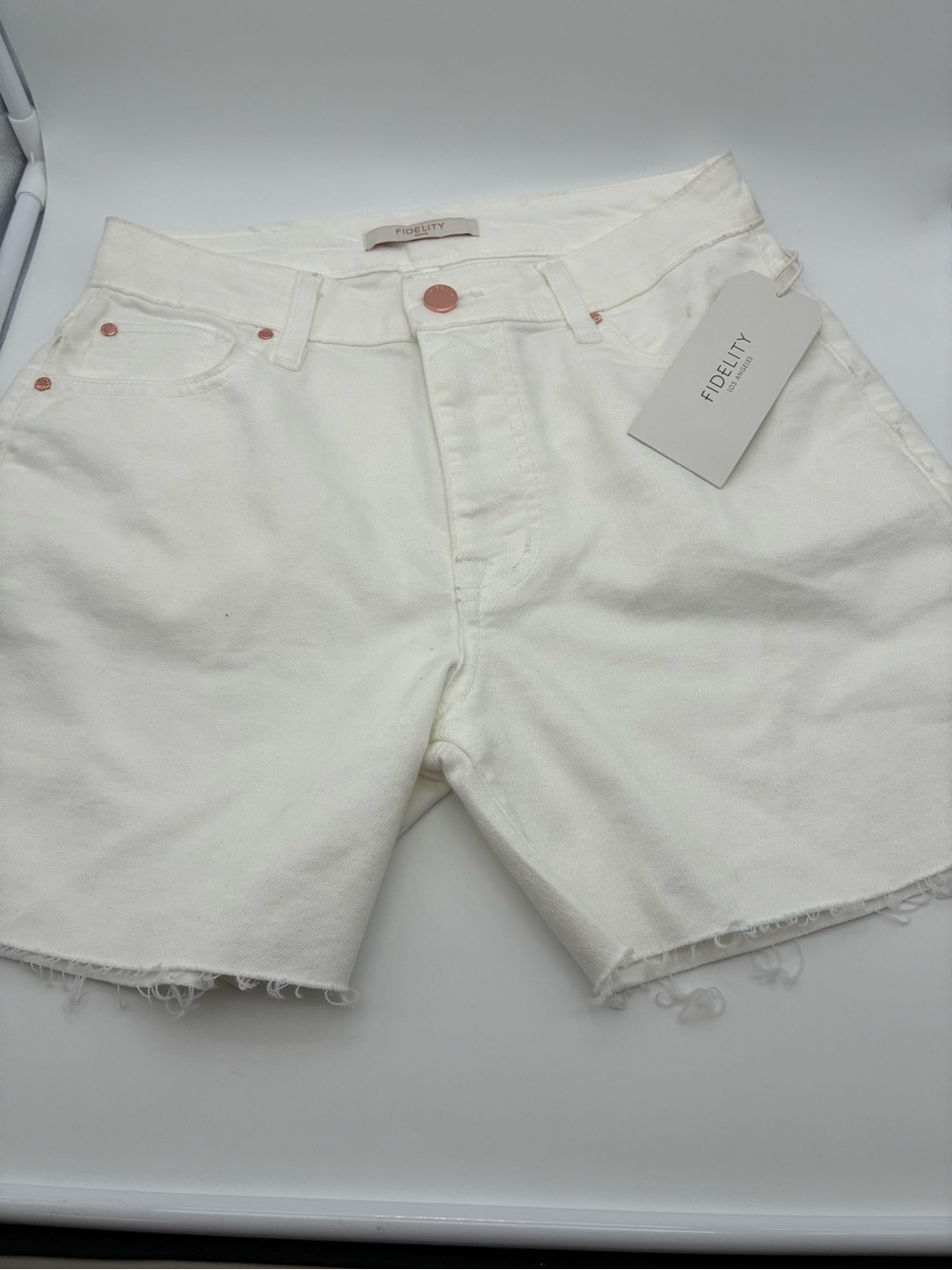 NWT Fidelity Women's White High-Rise Denim Shorts
